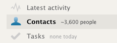 Screenshot of our Highrise account showing 3600 contacts